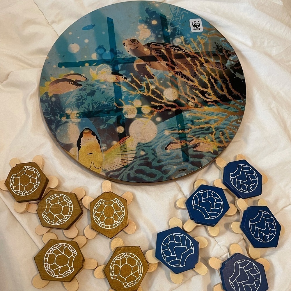 WWF Terra Sea Turtle Wooden Tic Tac Toe Game 1986
